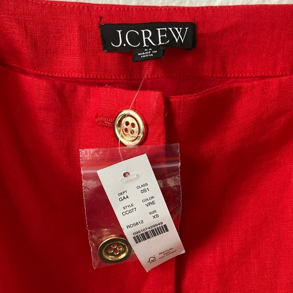 NWT J. Crew Claudia dress Red Linen Button Front Sleeveless Mini Size XS - Picture 5 of 8
